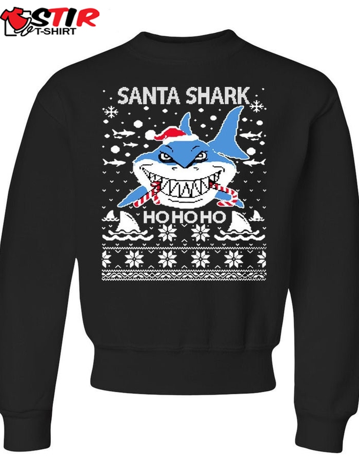 Santa Shark Ho Ho Ho Ugly Sweatshirt, Christmas Ugly Sweater
