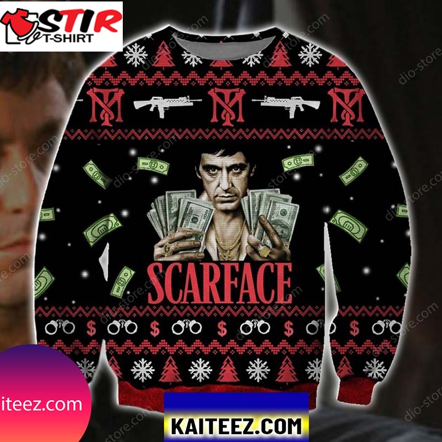 Scarface Knitting Pattern 3D Print Christmas Ugly Sweater