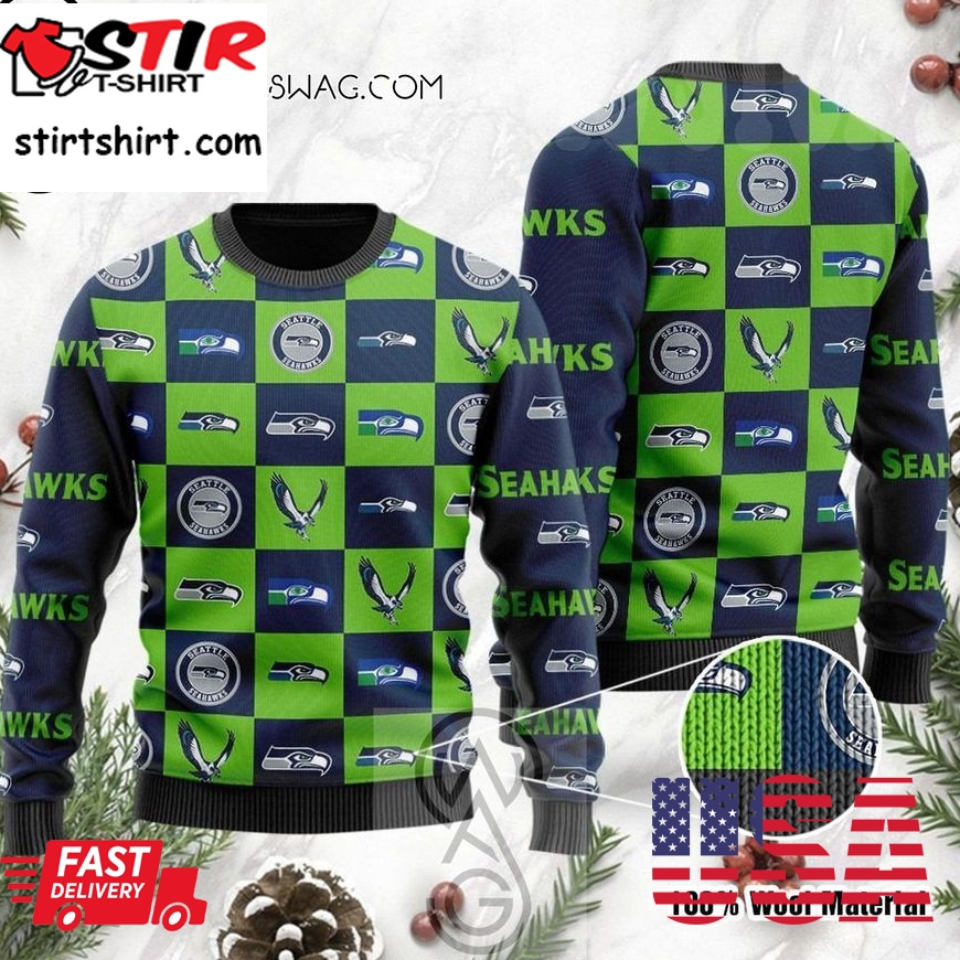 Seattle Seahawks Football Team Holiday Party Ugly Christmas Sweater