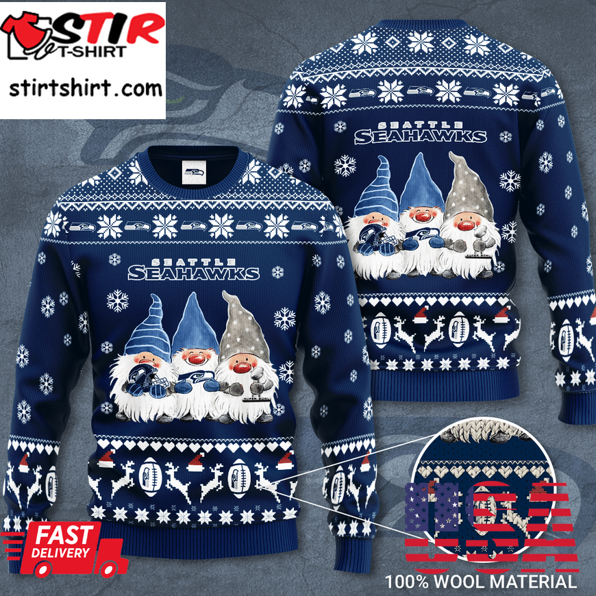 Seattle Seahawks Gnome De Noel Christmas Ugly Sweaterpng