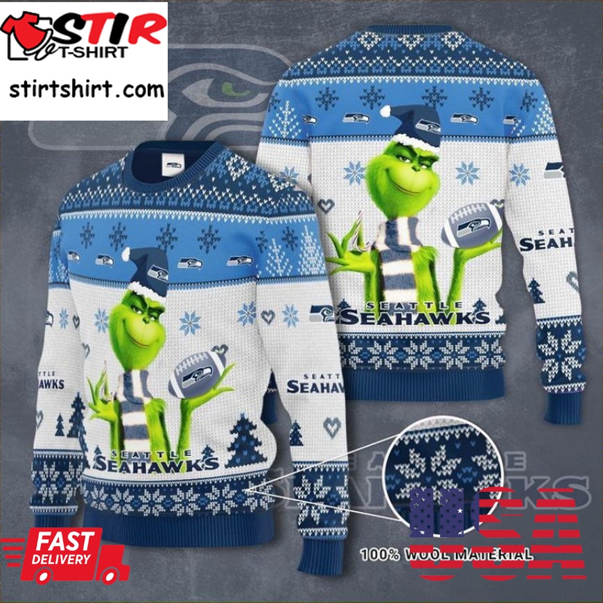 Seattle Seahawks Grinch Ugly Christmas Sweater