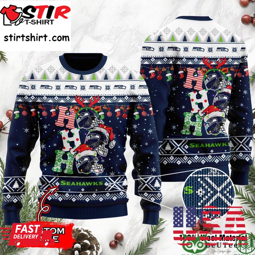 Seattle Seahawks Nfl Christmas Hohoho Ugly Sweater Custom Name