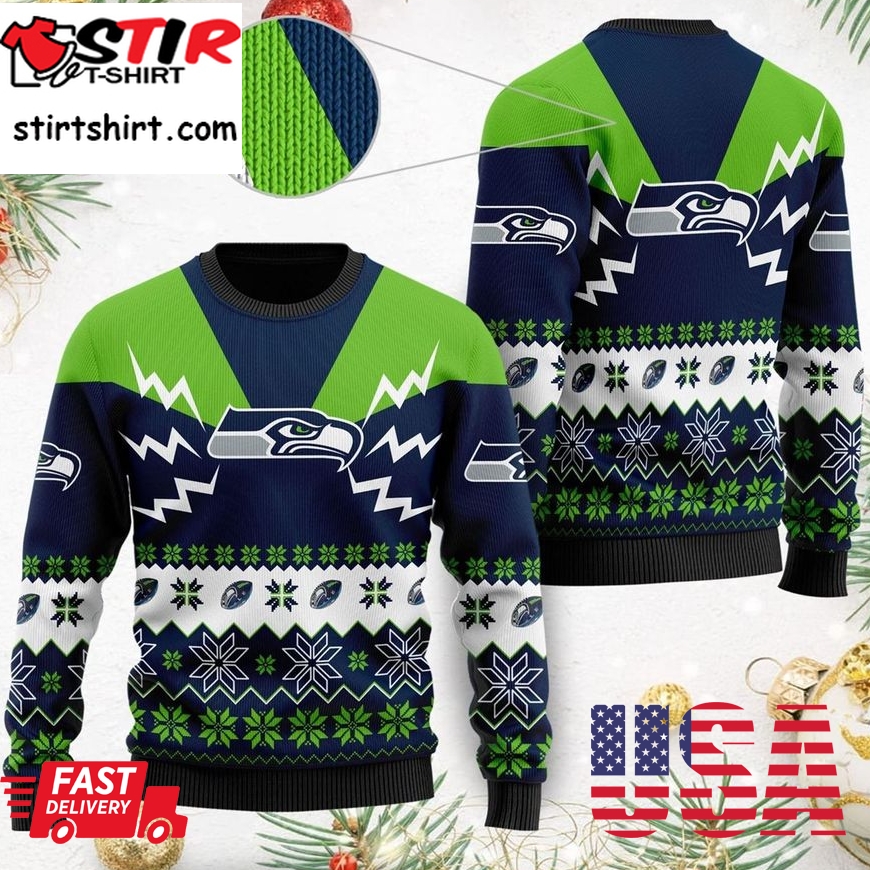 Seattle Seahawks Nfl Football Team 3D Ugly Christmas Sweater