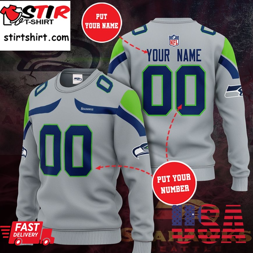 Seattle Seahawks Personalized All Over Print Sweater