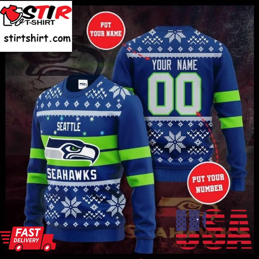 Seattle Seahawks Personalized Custom Christmas Sweater