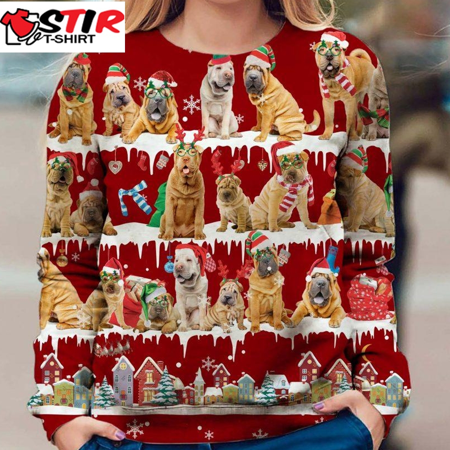 Shar Pei   Snow Christmas   Premium Dog Christmas Ugly Sweatshirt, Dog Ugly Sweater