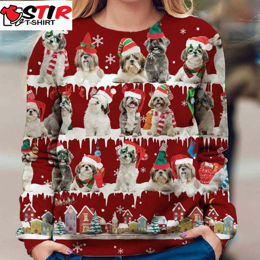 Shih Tzu   Snow Christmas   Premium Dog Christmas Ugly Sweatshirt, Dog Ugly Sweater   251