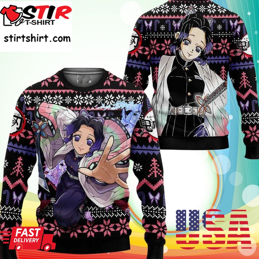 Shinobu Kocho Ugly Christmas Sweater Anime Demon Slayer Xmas Gifts