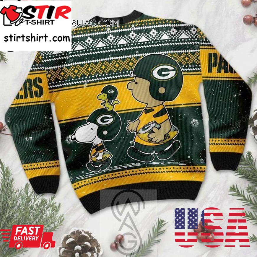 Snoopy And Charlie Brown Green Bay Packers Holiday Party Ugly Christmas Sweater