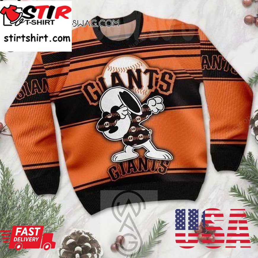 Snoopy And Charlie Brown San Francisco Giants Holiday Party Ugly Christmas Sweater