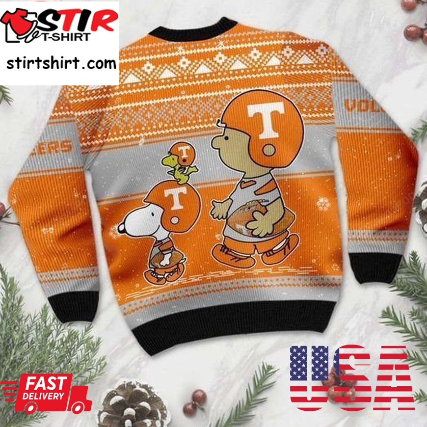 Snoopy And Charlie Brown Tennessee Volunteers Ugly Christmas Sweater All