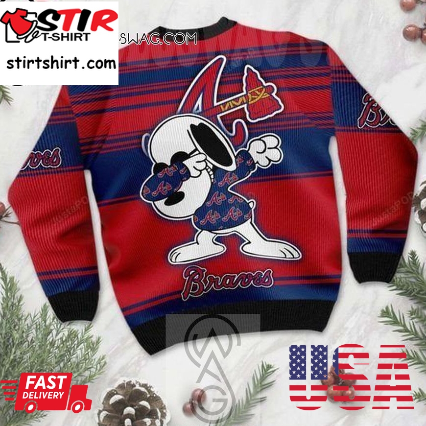 Snoopy Atlanta Braves Holiday Party Ugly Christmas Sweater