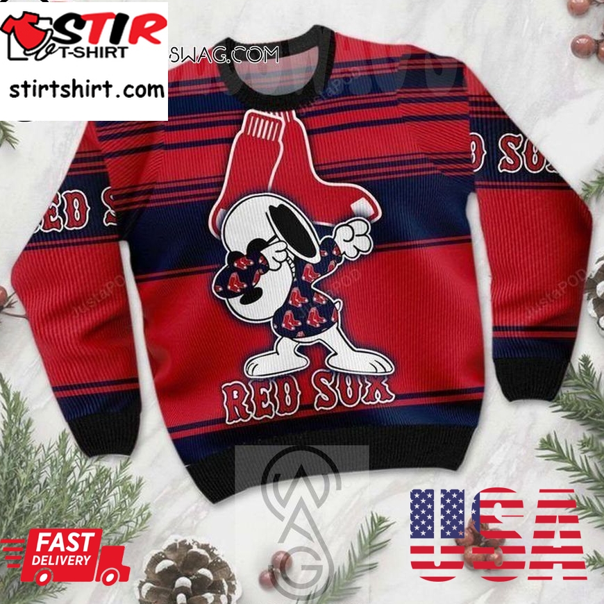 Snoopy Boston Red Sox Holiday Party Ugly Christmas Sweater