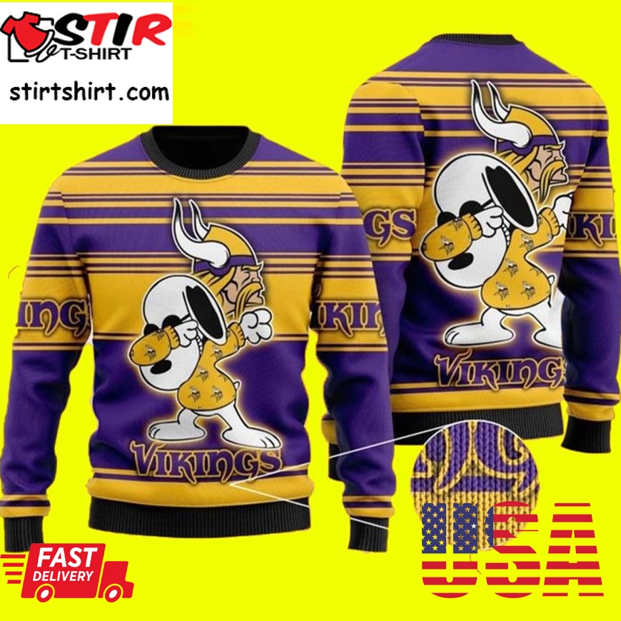 Snoopy Dabbing Minnesota Vikings Ugly Christmas Sweaters