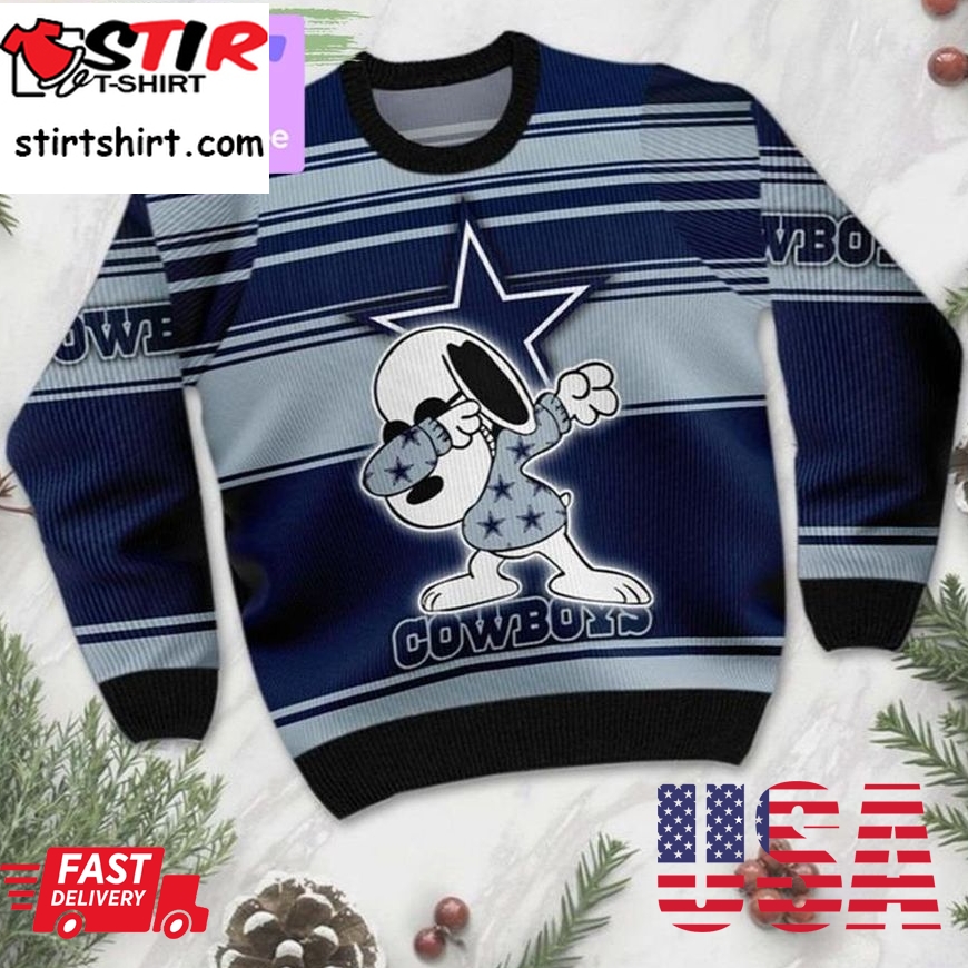 Snoopy Dabbing Ugly Christmas Sweatshirt Xmas Dallas Cowboys