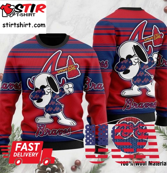 Snoopy Love Atlanta Braves Ugly Christmas Sweater