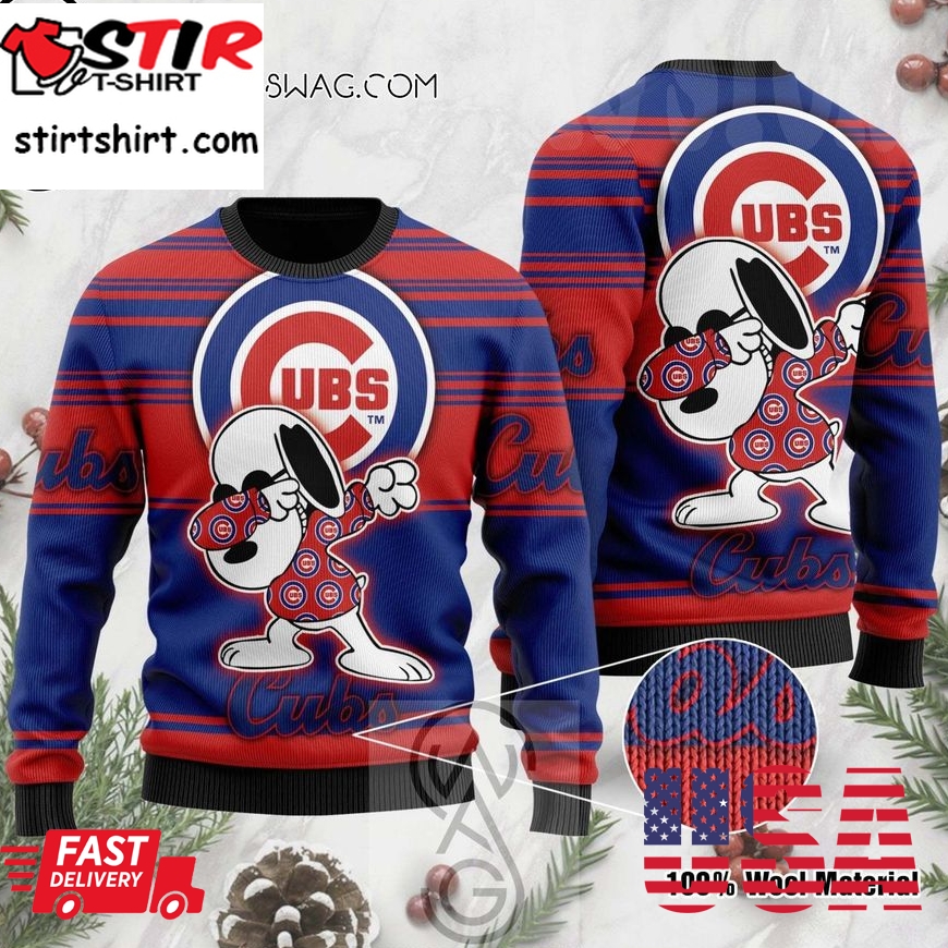 Snoopy Love Chicago Cubs Holiday Party Ugly Christmas Sweater