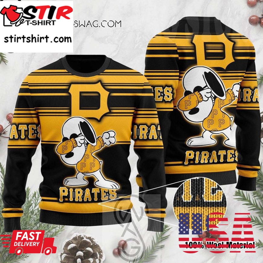Snoopy Love Pittsburgh Pirates Holiday Party Ugly Christmas Sweater