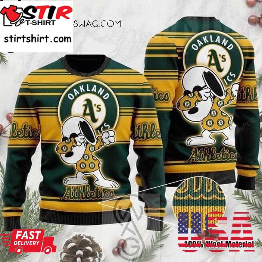 Snoopy Oakland Athletics Holiday Party Ugly Christmas Sweater