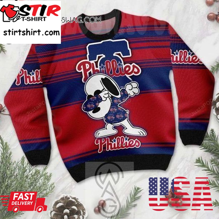 Snoopy Philadelphia Phillies Holiday Party Ugly Christmas Sweater