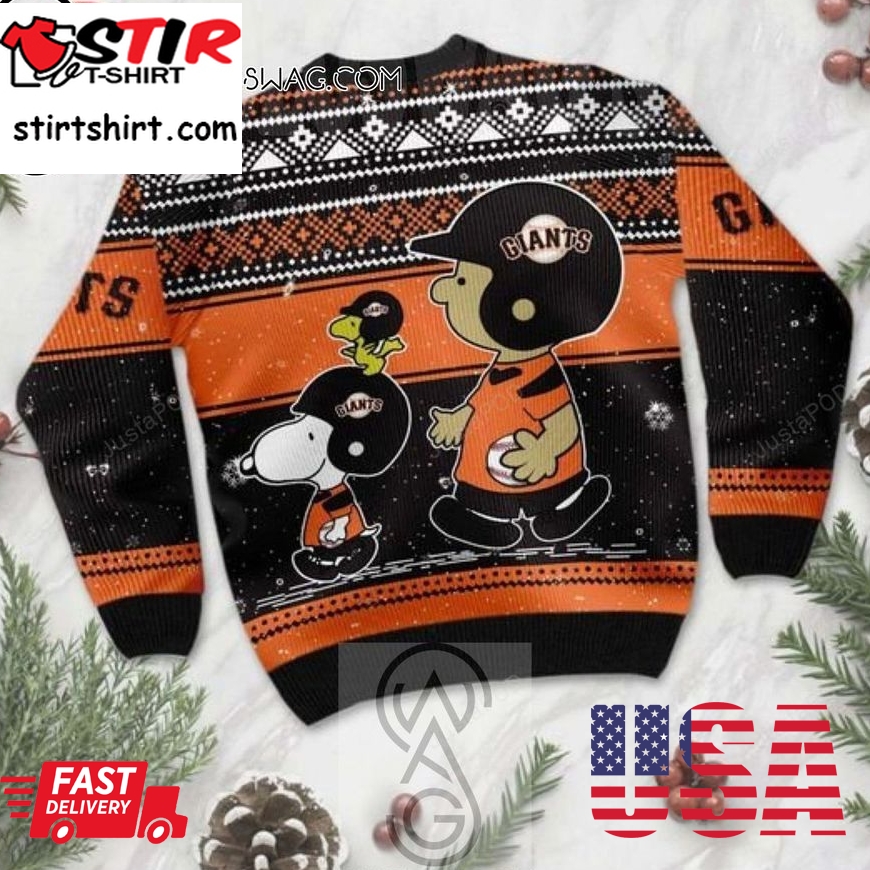 Snoopy San Francisco Giants Holiday Party Ugly Christmas Sweater