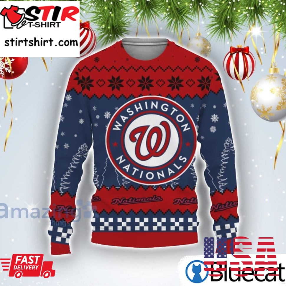 Snow Team Logo Washington Nationals Ugly Christmas Sweater