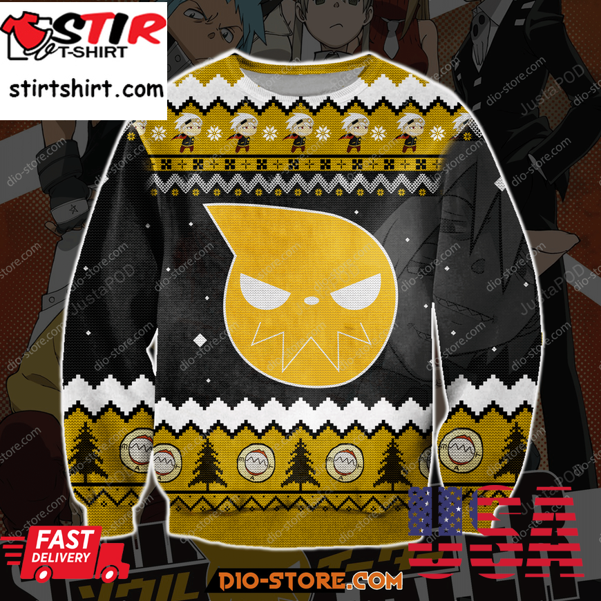 Soul Eater 3D Knitting Pattern Print Ugly Sweater Ugly Sweaterpng