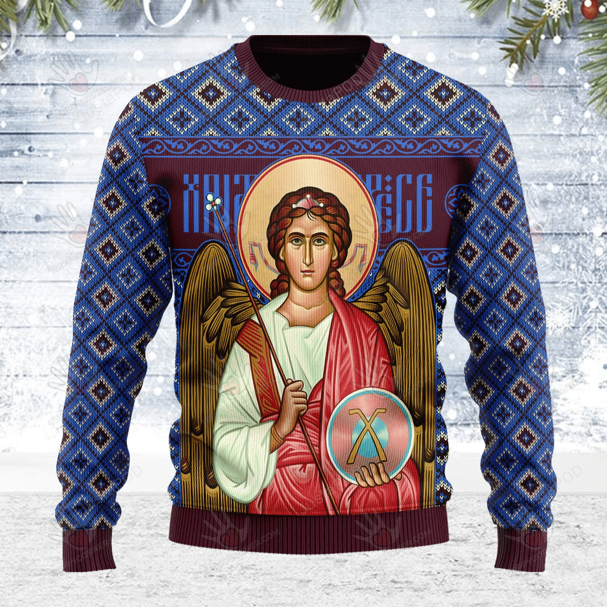 St Archangel Michael Ugly Christmas Sweater, All Over Print Sweatshirt, Ugly Sweater Christmas Gift