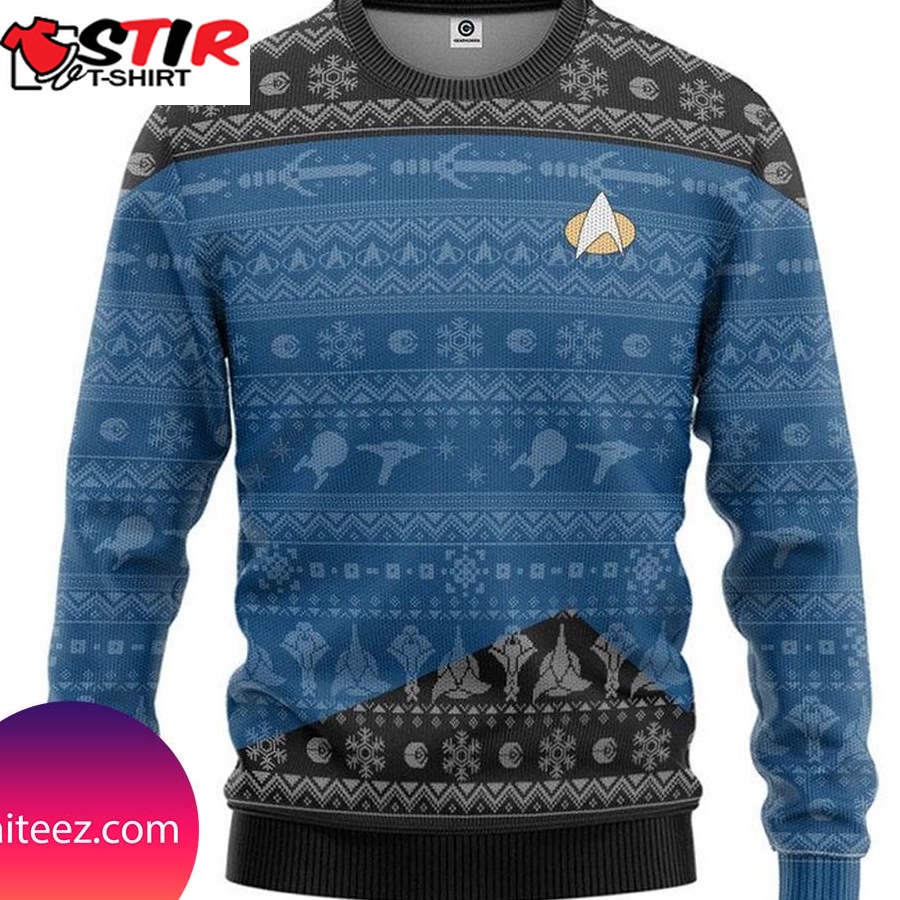 Star Trek The Next Generation 1987 Blue Christmas Sweater