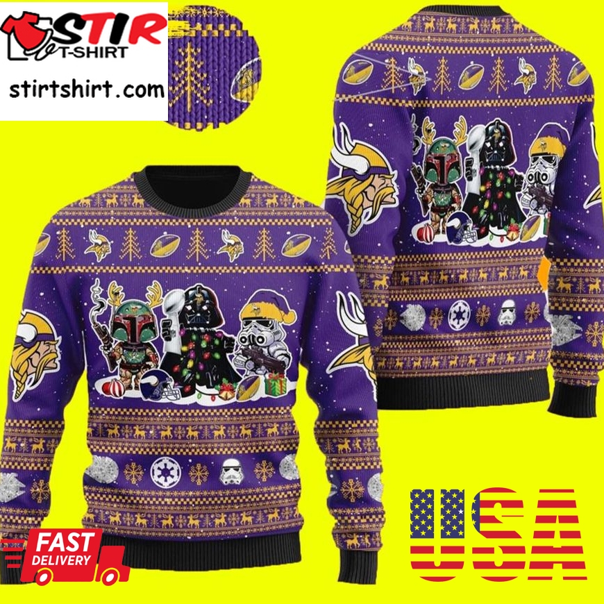 Star Wars Minnesota Vikings Ugly Christmas Sweater