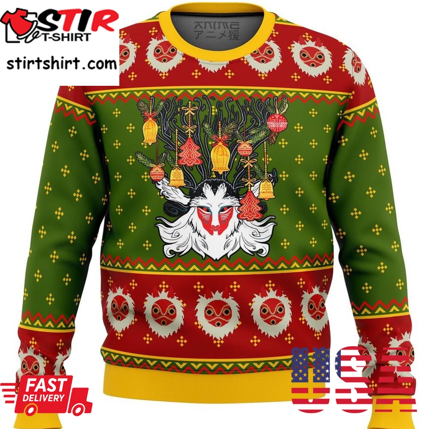 Studio Ghibli Princess Mononoke Xmas Forest Spirit Premium Ugly Christmas Sweater