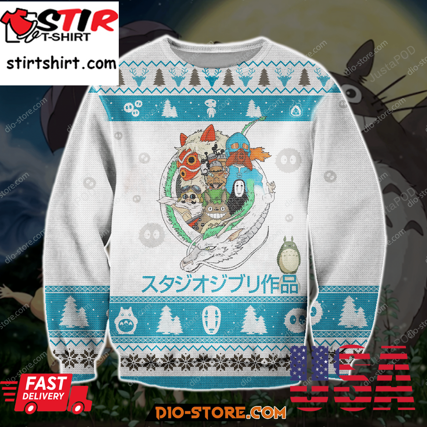Studio Ghibli Ugly Christmas Sweater All Over Print Sweatshirt Uglypng