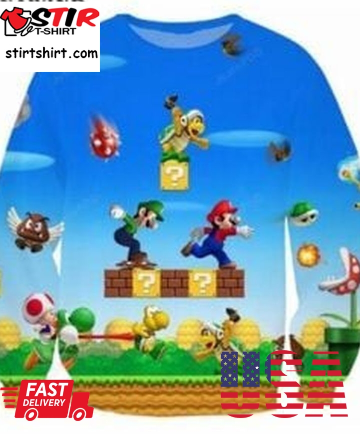 Super Mario Bros Ugly Christmas Sweater All Over Print Sweatshirt