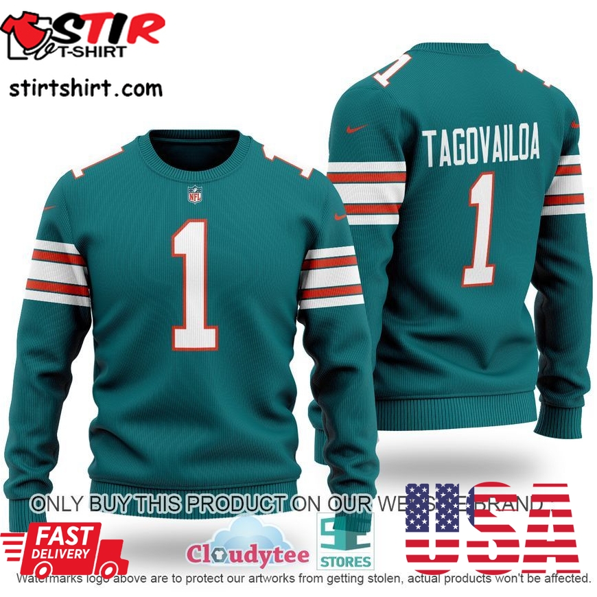 Tagovailoa 1 Miami Dolphins Nfl Wool Sweater 