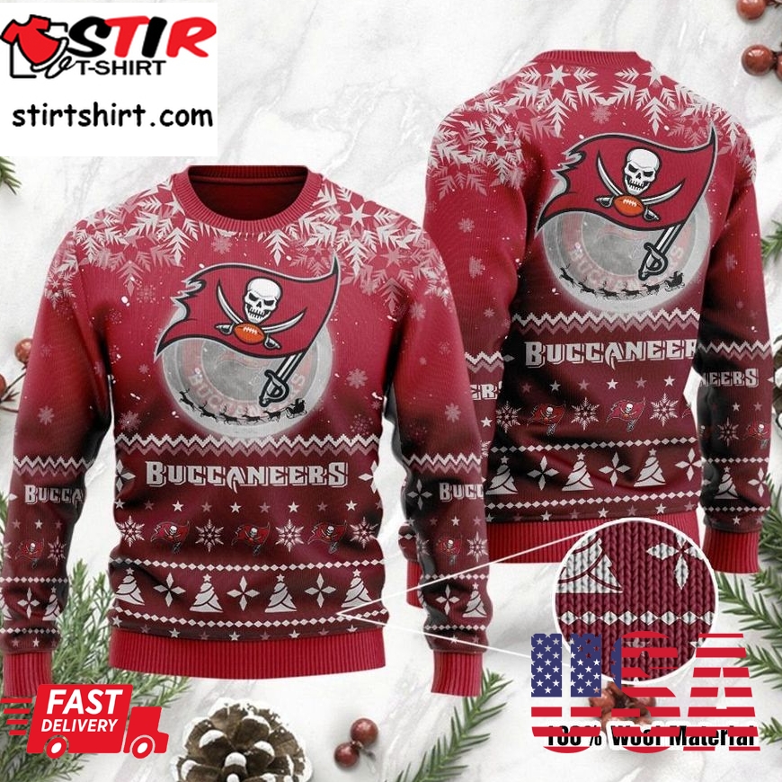 Tampa Bay Buccaneers Santa Claus In The Moon Ugly Christmas