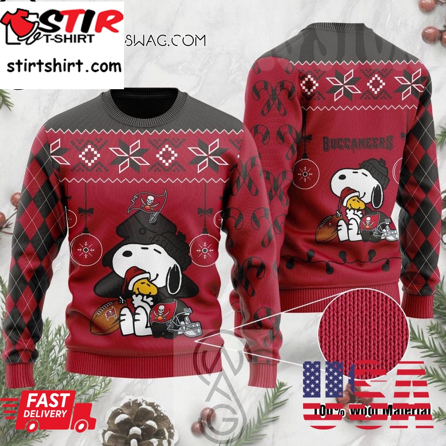 Tampa Bay Buccaneers The Peanuts Charlie Brown And Snoopy Holiday Party Ugly Christmas Sweater