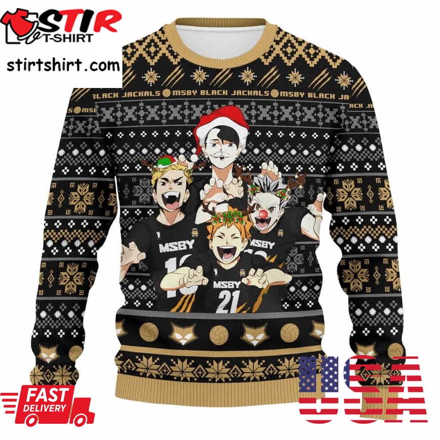 Team Black Jackal Haikyuu Christmas Wool Knitted Sweater