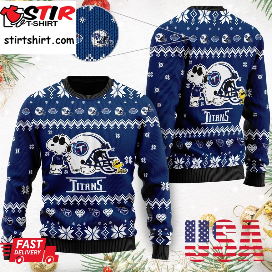 Tennessee Titans Cute The Snoopy Show Football Helmet 3D All Over Print Ugly Christmas Sweater, Christmas Sweaters, Hoodie, Sweatshirt, Sweater