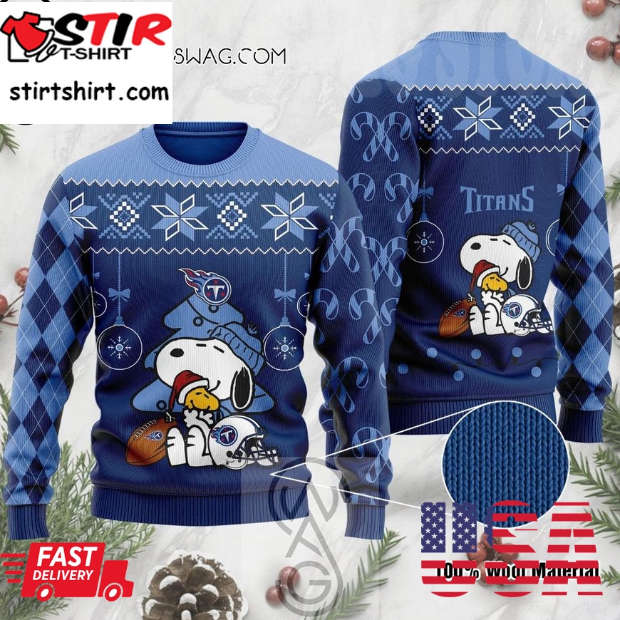 Tennessee Titans The Peanuts Charlie Brown And Snoopy Holiday Party Ugly Christmas Sweater