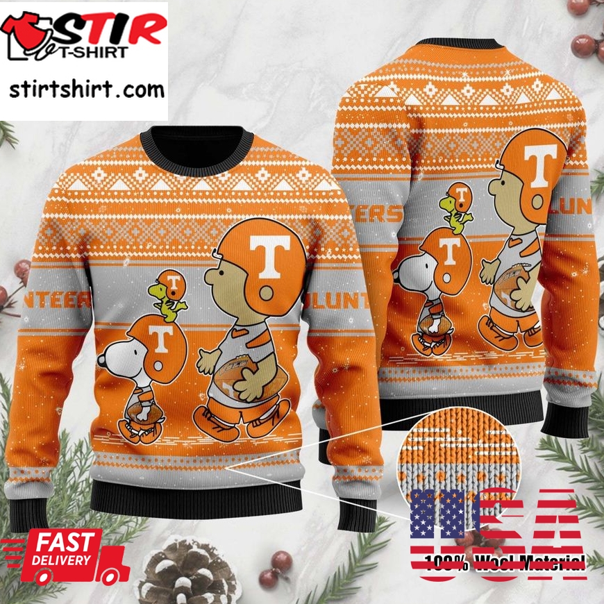 Tennessee Volunteers Charlie Brown Snoopy Wear Football Jersey Ugly Christmas Sweater, Ugly Sweater, Christmas Sweaters, Hoodie, Sweatshirt, Sweater