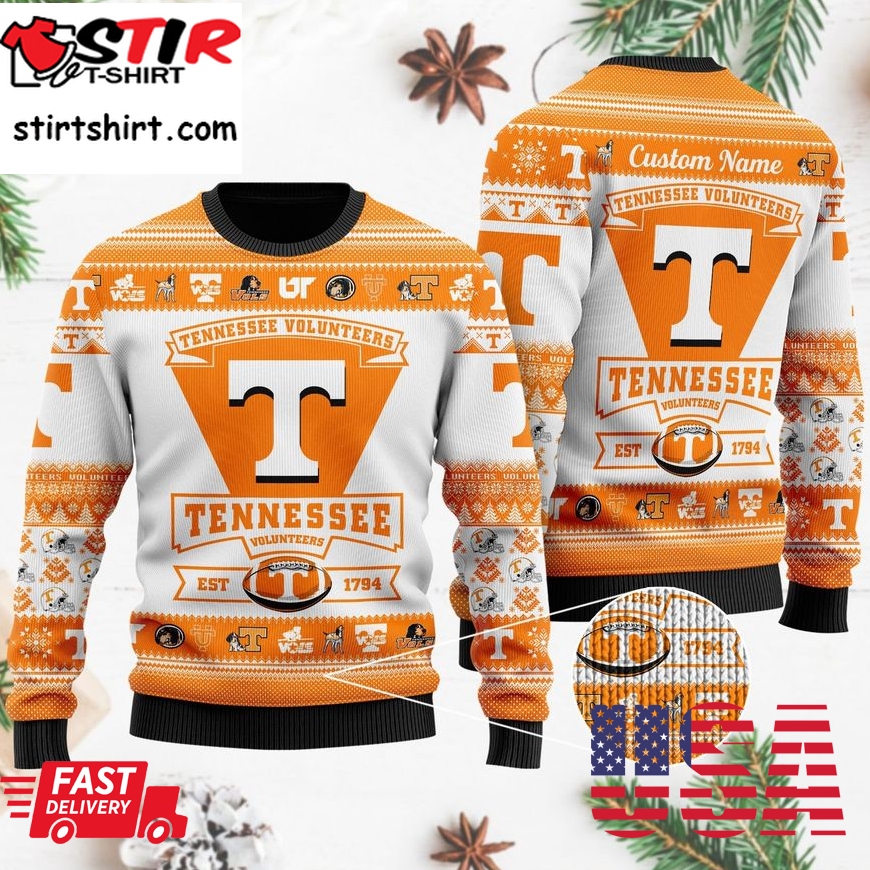 Tennessee Volunteers Football Team Logo Personalized Ugly Christmas Sweater, Ugly Sweater, Christmas Sweaters, Hoodie, Sweatshirt, Sweater