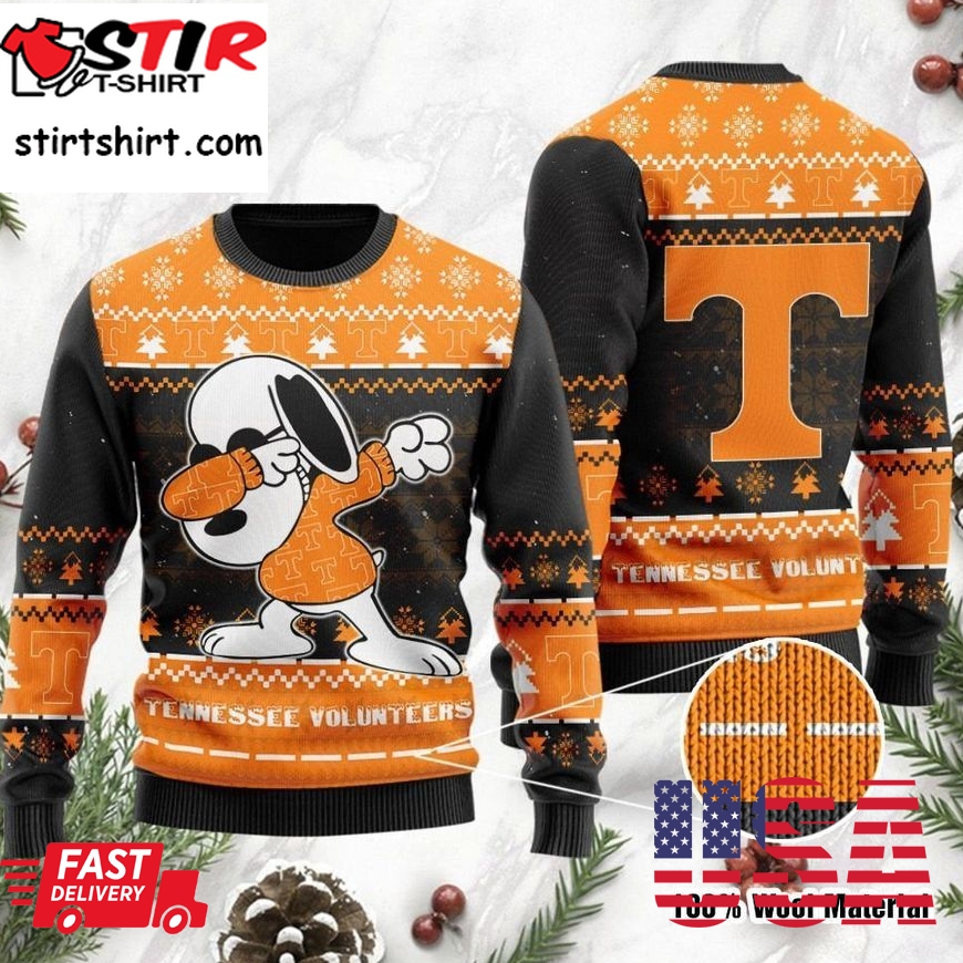 Tennessee Volunteers Snoopy Dabbing Holiday Party Ugly Christmas Sweater Ugly