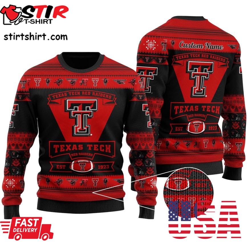 Texas Tech Red Raiders Football Team Logo Personalized Ugly Christmas Sweater, Ugly Sweater, Christmas Sweaters, Hoodie, Sweatshirt, Sweater