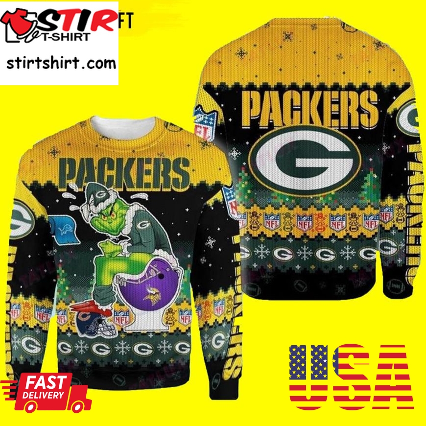 The Grinch American Football Nfl Green Bay Packers Ugly Christmas Sweater