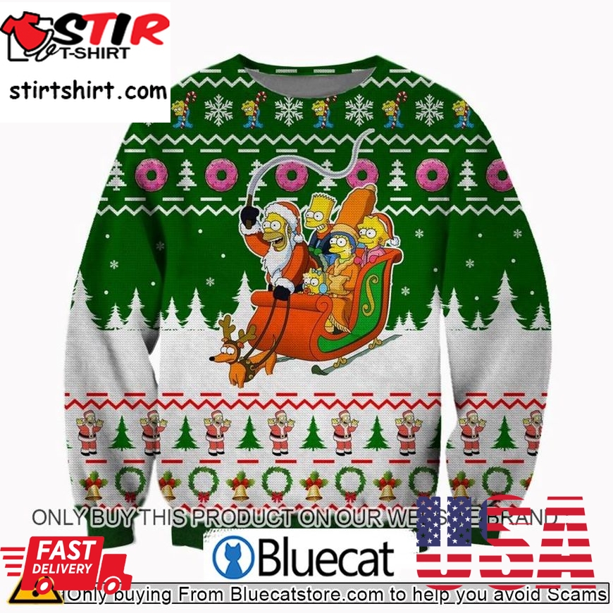 The Simpsons Sleigh Knitted Ugly Christmas Sweater 
