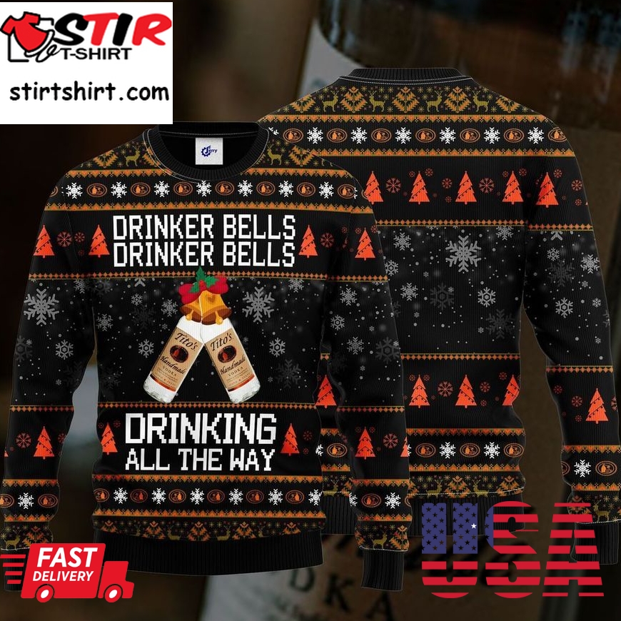 TitoS Drinker Bells Drinker Bells Drinking All The Way Christmas Sweater