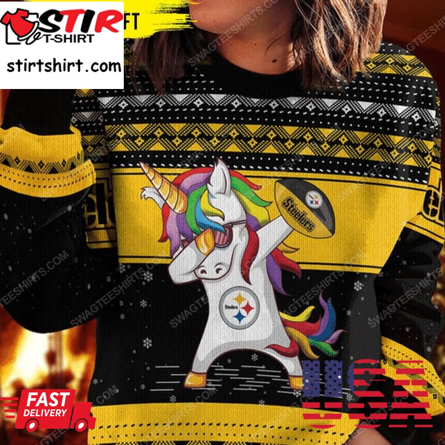 Unicorn And Pittsburgh Steelers Ugly Christmas Sweater