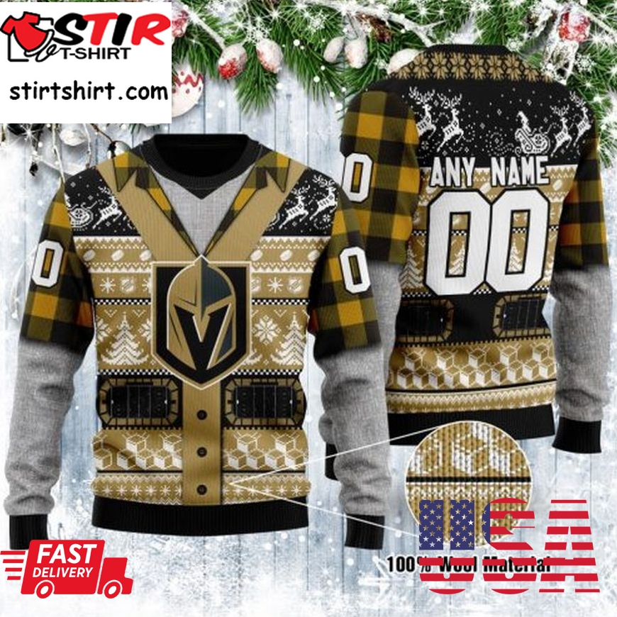 Vegas Golden Knights Custum Name And Number Ugly Christmas Sweater