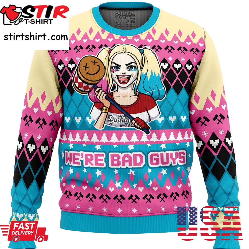 WeRe Bad Guys Harley Quinn Dc Comics Ugly Christmas Sweater