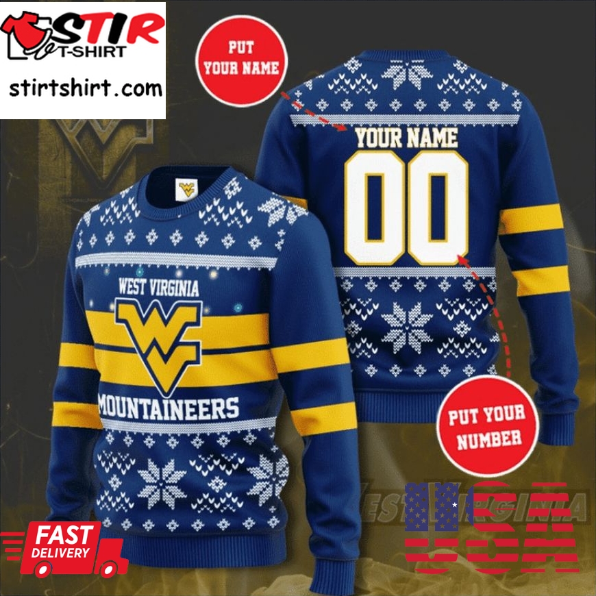 West Virginia Mountaineers Custom Personalized Ugly Christmas Sweater